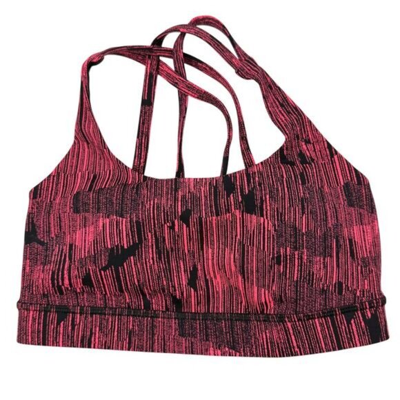 LULULEMON Energy Bra Size 4 Down Pour Electric Coral Black - Picture 3 of 6